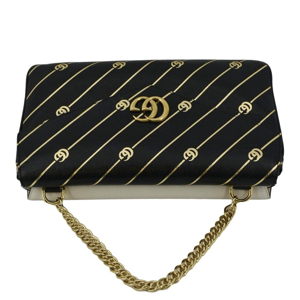 GUCCI  Thiara Medium Double Smooth Leather Satchel Bag White/Black 524822 - Picture 4 of 15